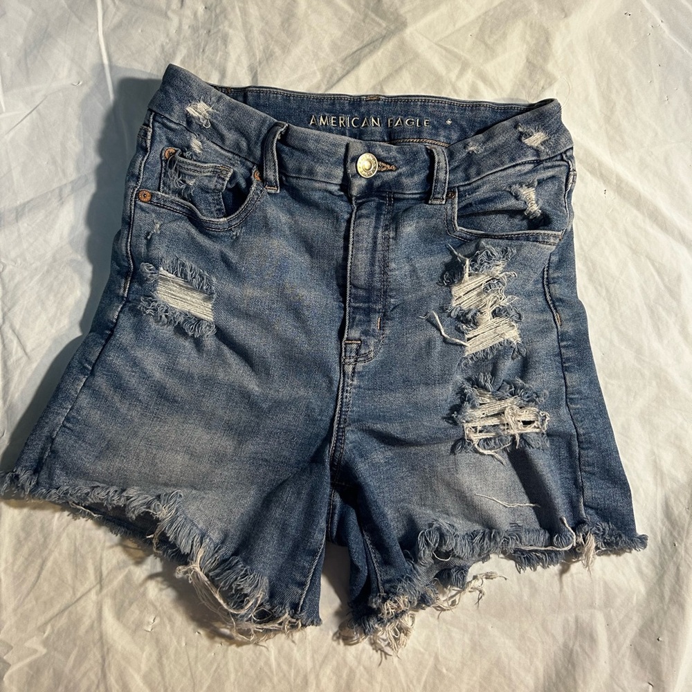 American Eagle Outfitters Ripped Blue Jean Shorts